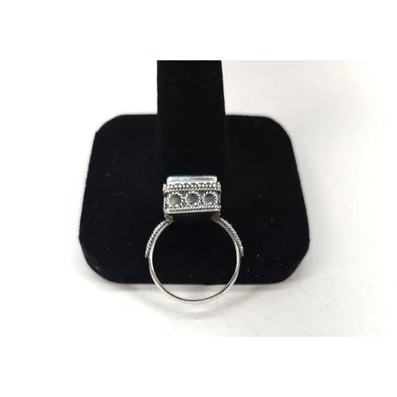 Womans Bali Turquoise‎ Sterling Silver Stamped 925 Sz 7 - Picture 5 of 7